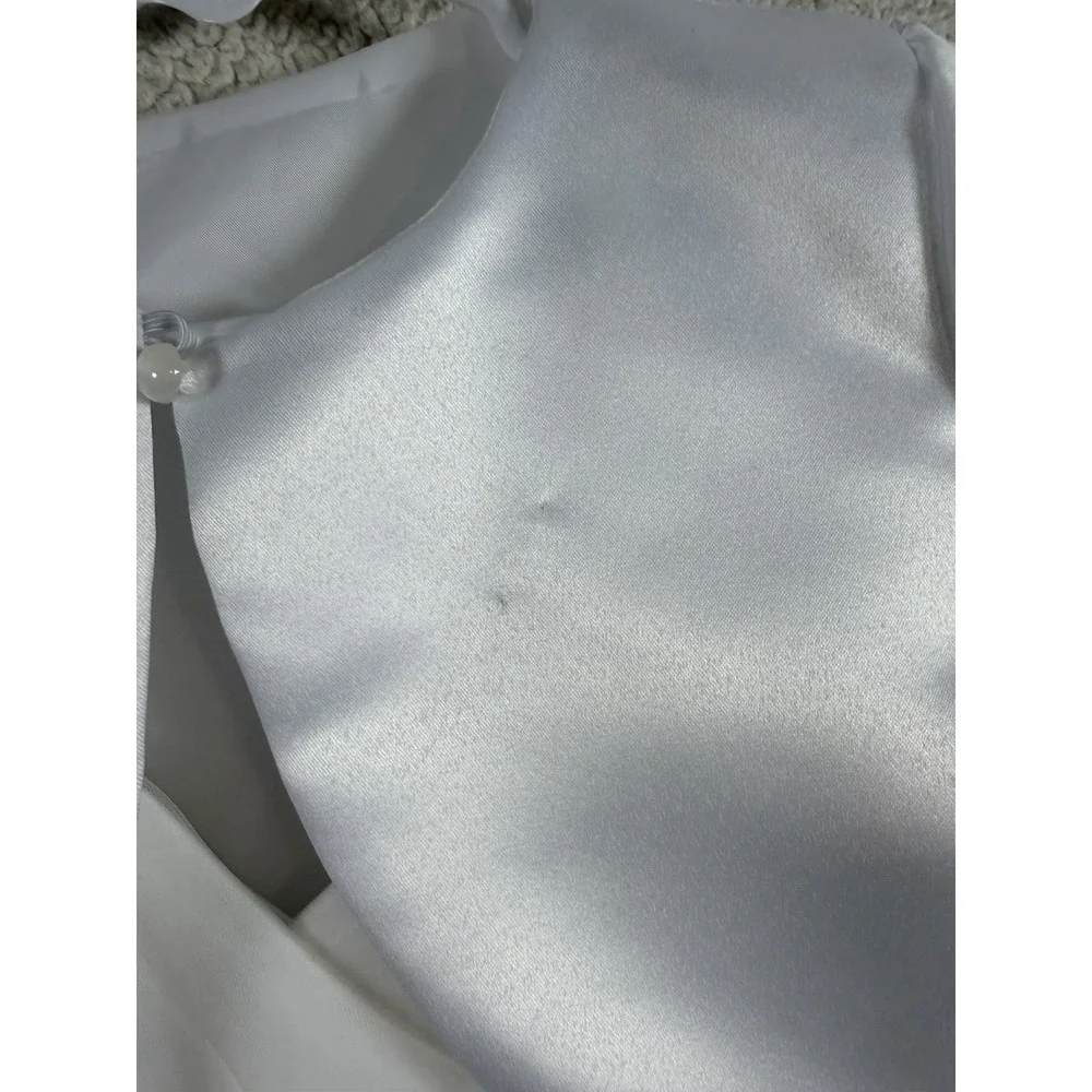 Girls White Tulle Formal Dress Size 130 8-9 Wedding Flower Girl Communion Socks